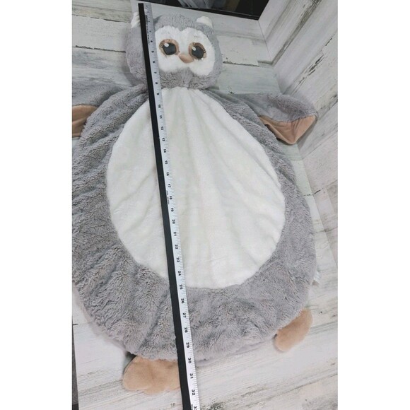 Plush Gray Owl Play Mat Belly Tummy Time Soft Bearington Baby Lovey Blanket 32" - Picture 10 of 13
